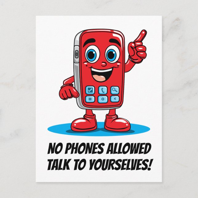 Retro Red Phone Ban Illustration Postcard (Front)