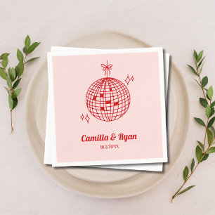 Retro Red & Pink Disco Wedding Decor Napkins