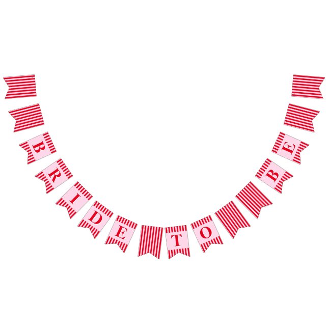 Retro Red & Pink Stripes Bride To Be Bridal Shower Bunting (All)