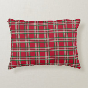 Retro Red Plaid Accent Pillow