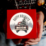 Retro Red Plaid Christmas Truck Custom Family Name<br><div class="desc">Make your presents extra special with our retro red plaid Christmas truck gift stickers! Featuring your custom family name,  they add a festive,  personal touch to all your holiday gifts.</div>