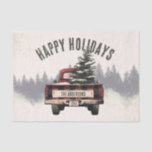 Retro Red Plaid Christmas Truck Custom Family Name Tissue Paper<br><div class="desc">Wrap your gifts in festive style with our retro red plaid Christmas truck tissue paper! Personalised with your family name,  it adds a cosy,  nostalgic touch to make your holiday presents extra special.</div>