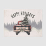 Retro Red Plaid Christmas Truck Custom Family Name Tissue Paper<br><div class="desc">Wrap your gifts in festive style with our retro red plaid Christmas truck tissue paper! Personalised with your family name,  it adds a cosy,  nostalgic touch to make your holiday presents extra special.</div>
