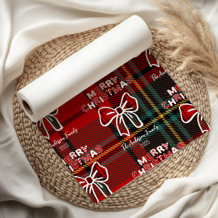 Retro Red Plaid Whimsical Christmas  Tissue Paper