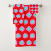 Retro Red Pop Flower Pattern Mod 60s Boho Style