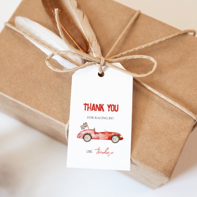 Retro Red Race Car Gift Tag (Creator Uploaded)