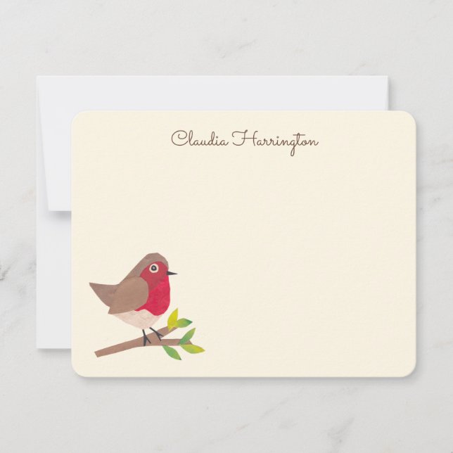 Retro Red Robin Vintage-Inspired Hand-Illustrated Card (Front)