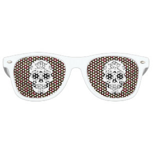 Retro red rockabilly sugar skull sunglasses