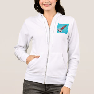 Retro Red Rocket Ship in Space Galactic Hoodie