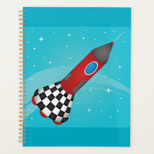 Retro Red Rocket Ship in Space Galactic Planner