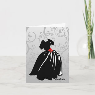 Retro Red Rose Thank You Card