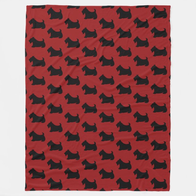 Retro Red Scottish Terrier Fleece Blanket (Front)