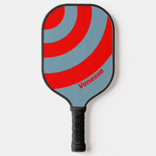 Retro Red Sea Three Circle Stripe with Name Pickleball Paddle