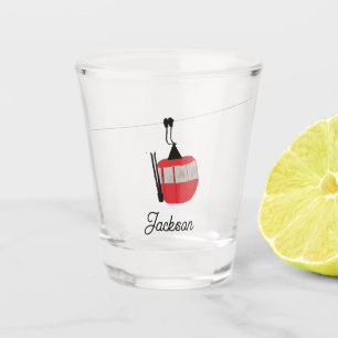 Retro Red Ski Gondola Lift Personalised Shot Glass
