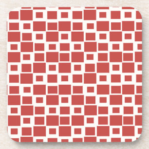 Retro Red Squares Pattern Coaster