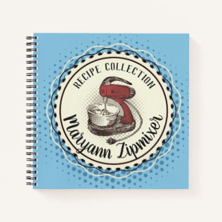 Retro red stand mixer personalised recipe cookbook notebook