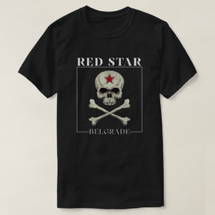 Retro Red Star Belgrade Fan Skull T-Shirt
