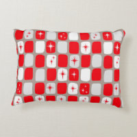 Retro Red Starbursts Accent Pillow