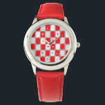 Retro Red Starbursts Kid's Watch<br><div class="desc">This Retro Red and White Starbursts Kid's Watch is so adorably space age you won’t be able to contain your enthusiasm. And, why would you want to? This 1960’s mid century modern inspired design features a dark heather grey background and rows of perfectly imperfect rectangles in cheery red, white, and...</div>