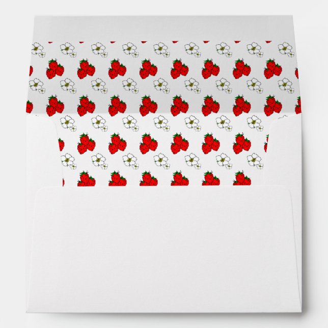 Retro Red Strawberry and Flower Pattern Envelopes (Back (Bottom))