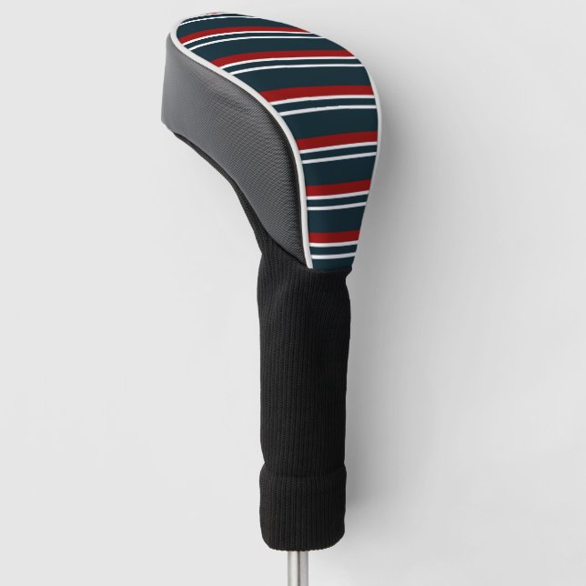 Retro Red Stripes Golf Head Cover (Angled)
