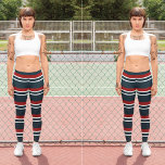 Retro Red Stripes Leggings<br><div class="desc">Retro red blue white repeating stripes</div>