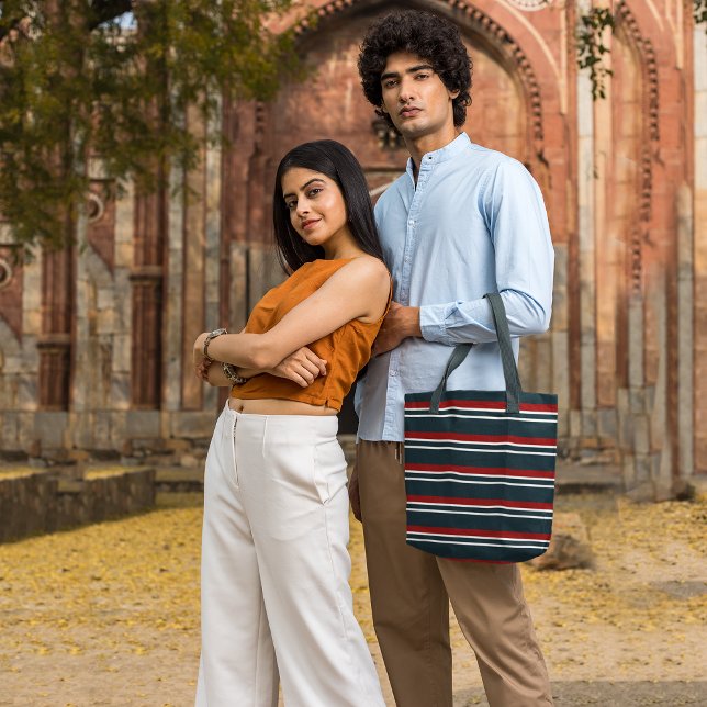 Retro Red Stripes Tote Bag (Creator Uploaded)