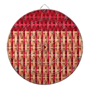 Retro red stripes wicker art graphic design dartboard