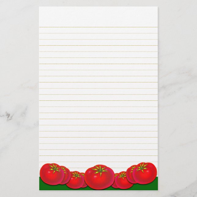 Retro Red Tomatoes Lined Stationery (Front)