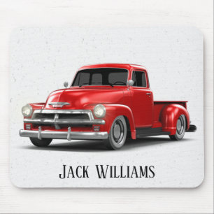 Retro Red Truck On Specks Mouse Pad