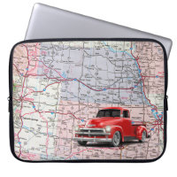 Retro Red Truck on USA Map