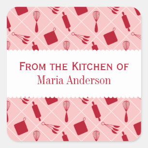 Retro Red Utensils Kitchen Labels