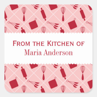 Retro Red Utensils Kitchen Labels