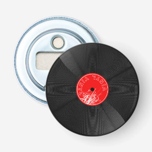 Retro Red Vinyl Record Music Bottle Opener