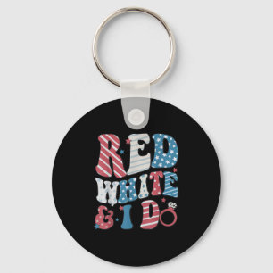Retro Red White And I Do 4th Of July Bachelorette  Key Ring