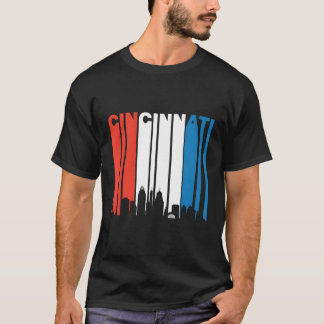 Retro Red White Blue Cincinnati Oh Skyline Long Sl T-Shirt