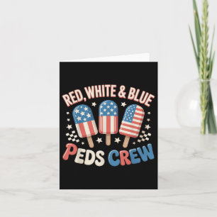 Retro Red White Blue Peds Crew Ice Cream Us Flag 4 Card