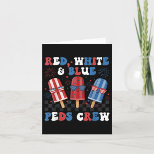Retro Red White Blue Peds Crew Ice Cream Us Flag 4 Card