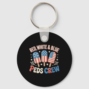 Retro Red White Blue Peds Crew Ice Cream Us Flag 4 Key Ring