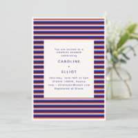 Retro Red White Blue Stripe Couples Shower