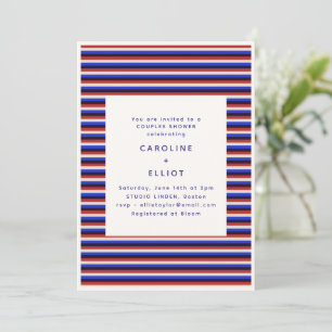 Retro Red White Blue Stripe Couples Shower Invitation