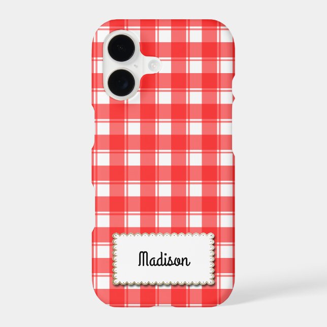 Retro Red White Gingham Plaid Custom (Back)