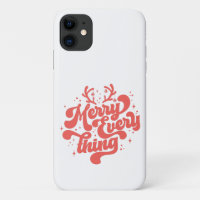 Retro Red White Merry everything Merry Christmas