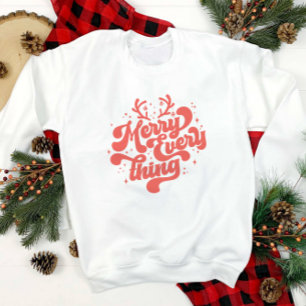Retro Red White Merry everything Merry Christmas  Sweatshirt