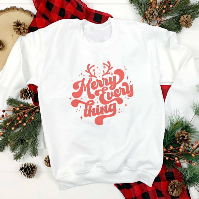 Retro Red White Merry everything Merry Christmas  Sweatshirt (Retro Red White Merry everything Merry Christmas Sweatshirt)