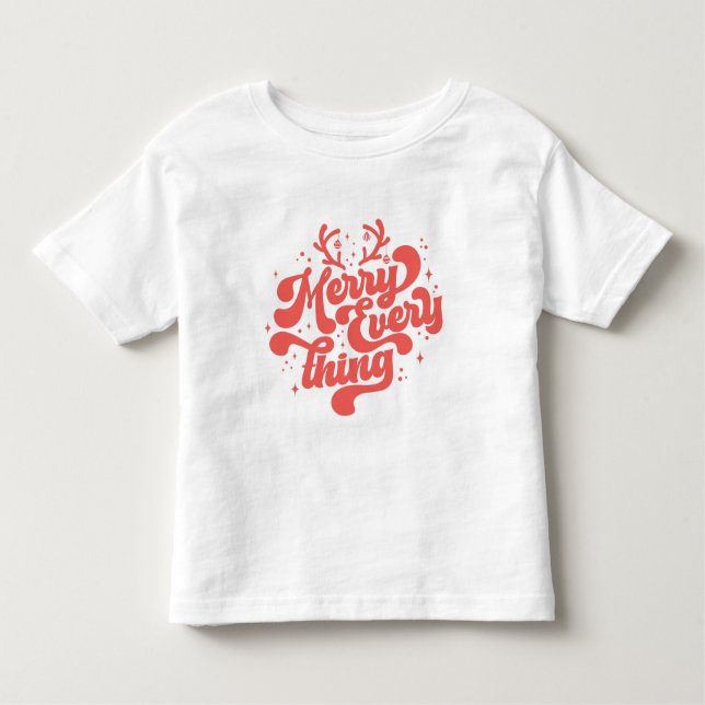 Retro Red White Merry everything Merry Christmas  Toddler T-Shirt (Front)