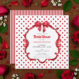 Retro Red & White Wedding Bridal Shower Invitation