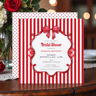 Retro Red & White Wedding Bridal Shower Invitation