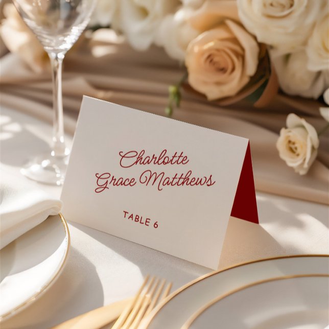 Retro Red & White Wedding Guest Name Place Card (Retro Red & White Wedding Guest Name Place Card)