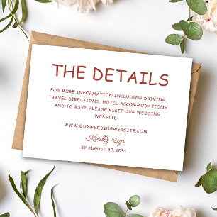 Retro Red & White Wedding Information Enclosure Card